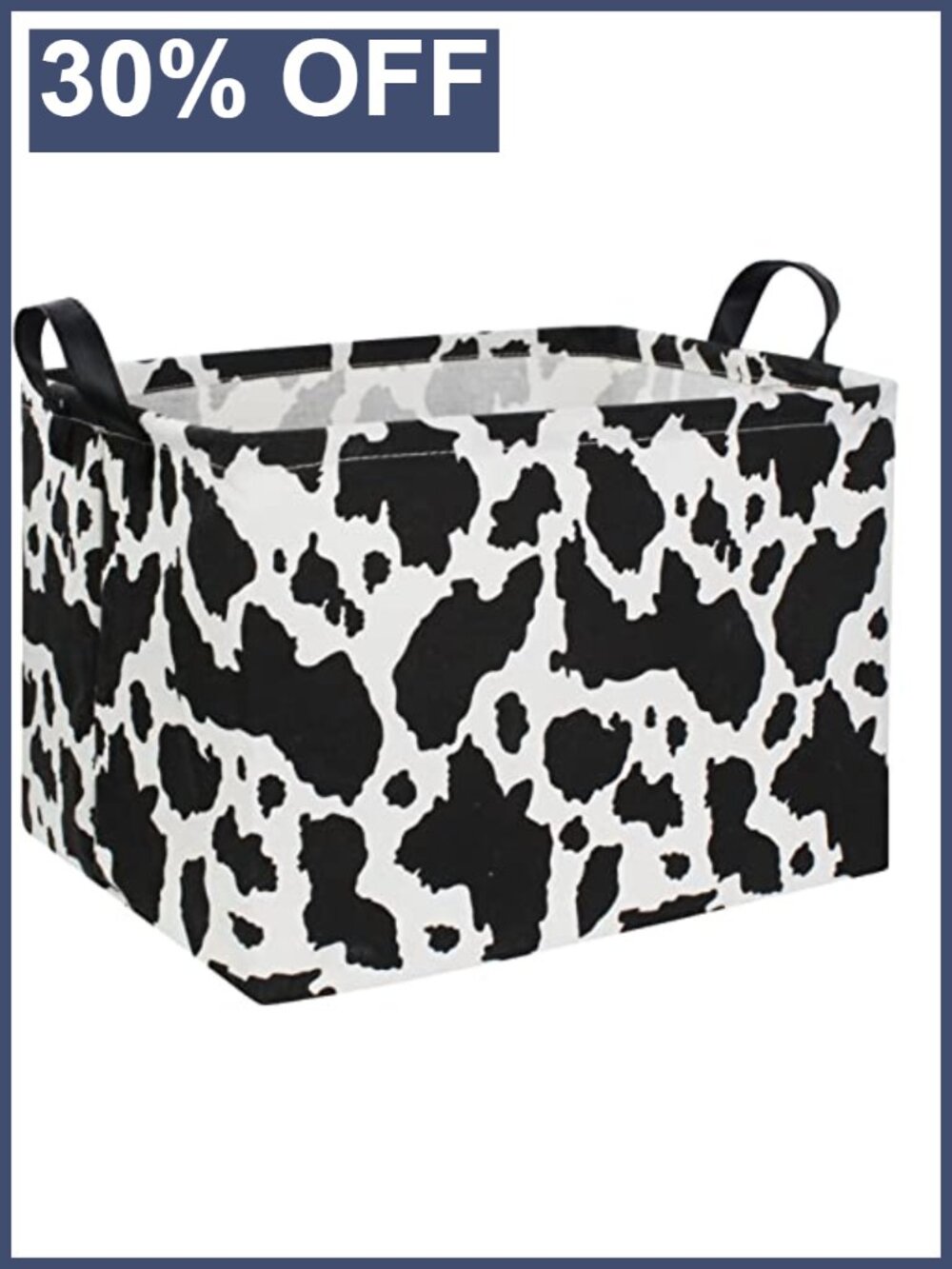 Cow Print Canvas Storage Bin Collapsible Laundry Hamper Organizer Basket